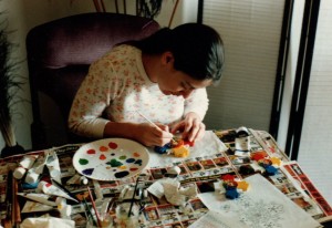 Tabatha Cicero painting a Rose Cross Lamen